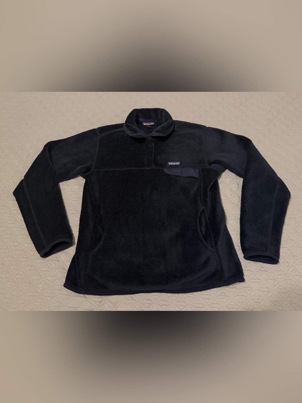 Patagonia Re-Tool Snap-T Pullover Fleece Navy Polartec Thermal Hike Women Large